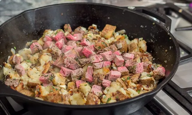 Leftover Steak Hash is the delicious solution to the problem of what to do with leftover cooked beef, when you don't have enough meat for a full meal.
