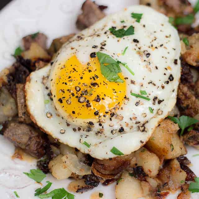 Leftover Steak Hash is the delicious solution to the problem of what to do with leftover cooked beef, when you don't have enough meat for a full meal.
