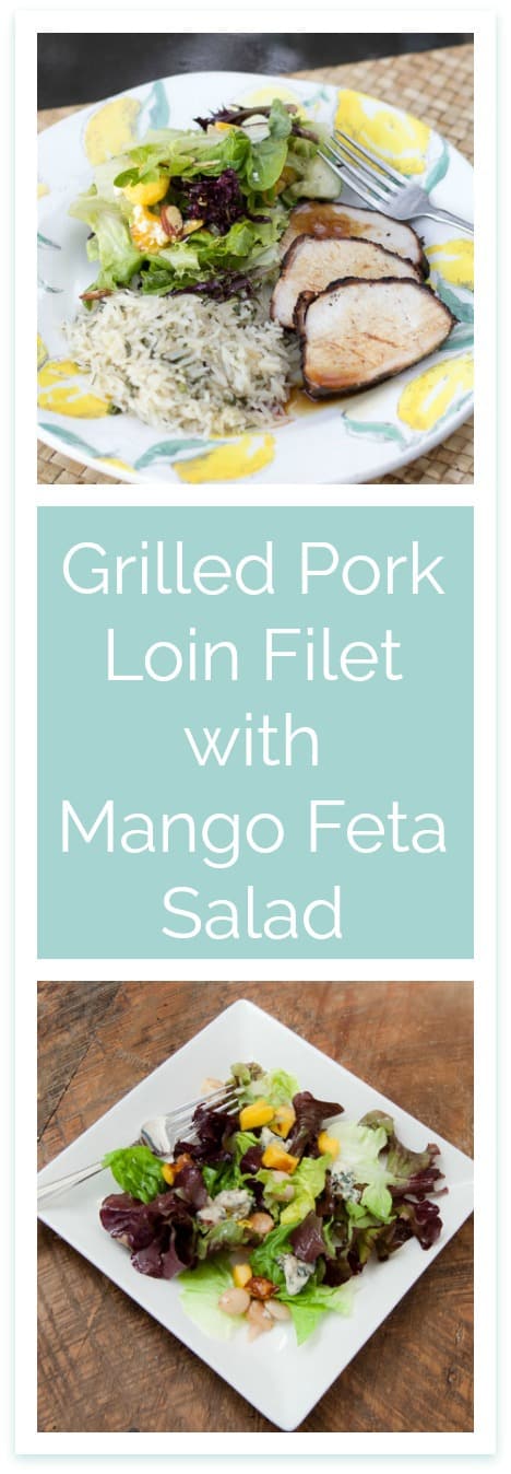 #ad #RealFlavorRealFast #IC Grilled Pork Loin Filet with Mango Feta Salad is easy with Marinated Fresh Pork