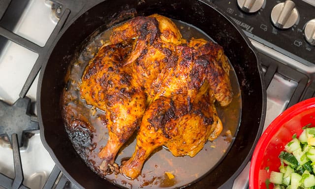 Peruvian Style Roasted Chicken is an incredibly juicy, spicy, delicious chicken with a Latin flair. Smoked paprika, cumin, bright citrus, and creamy cilantro and jalapeño sauce make this dish a MUST TRY!