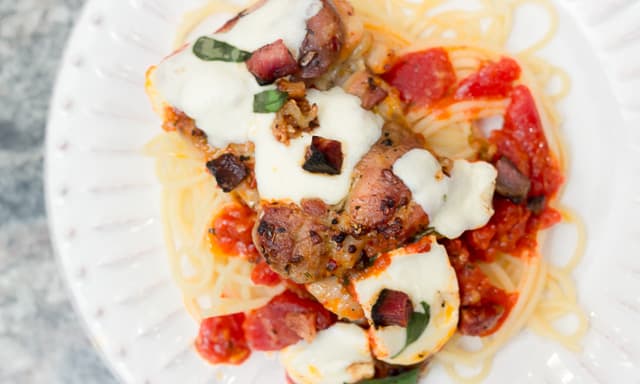 Pizza Chicken Pasta is a one skillet weeknight dinner that kids will love.