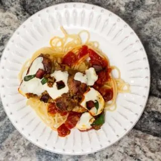 Pizza Chicken Pasta is a one skillet weeknight dinner that kids will love.