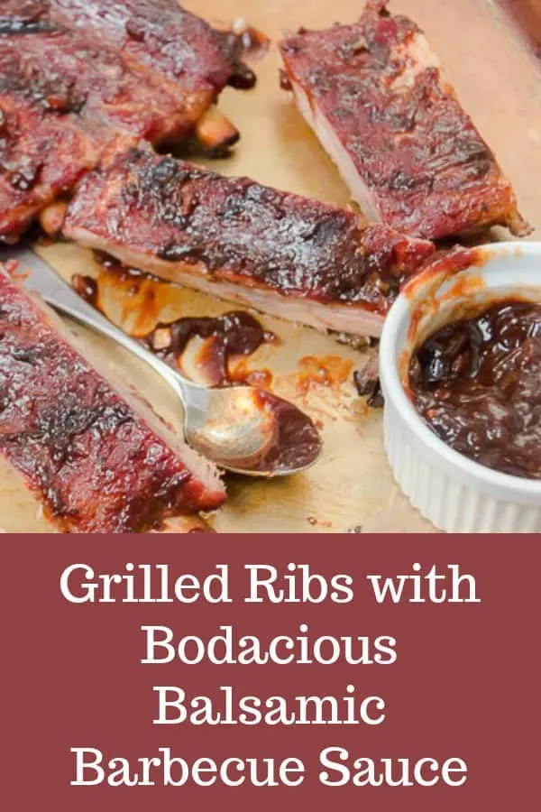 This recipe for Grilled Ribs with Bodacious Balsamic BBQ Sauce is easy and bodaciously delicious! #charcoal #recipe #ovenbaked #dryrub #easy #infoil #SmithfieldGetGrilling #IC #ad