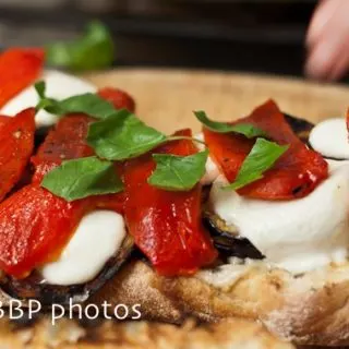 Grilled Eggplant, Red Pepper and Fresh Mozzarella on Ciabatta Sandwich