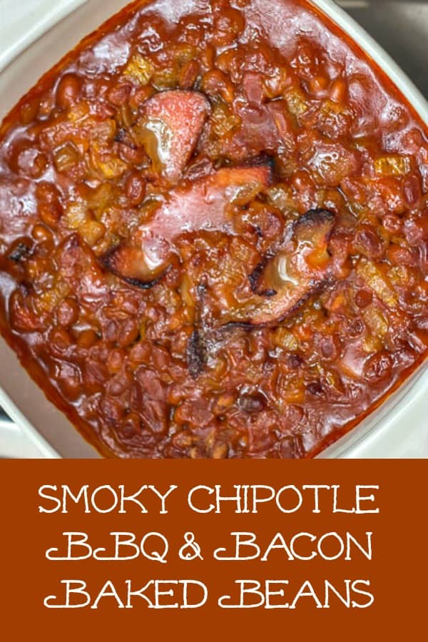 Smoky Chipotle BBQ & Bacon Baked Beans #bakedbeans #sidedish #bbq #bacon