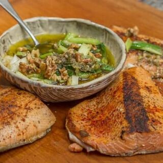 Wild Salmon with Charred Scallion Sauce #recipe #salmon #fish #healthy #simple