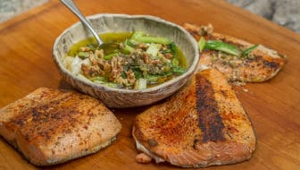 Wild Salmon with Charred Scallion Sauce