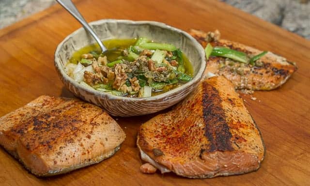 Wild Salmon with Charred Scallion Sauce #recipe #salmon #fish #healthy #simple