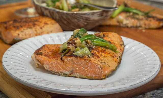 Wild Salmon with Charred Scallion Sauce #recipe #salmon #fish #healthy #simple