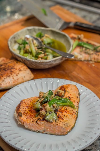 Wild Salmon with Charred Scallion Sauce #recipe #salmon #fish #healthy #simple