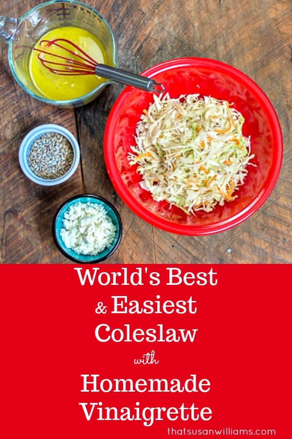 World's Best and Easiest Coleslaw with a Homemade Vinaigrette #coleslaw #easiest #fromscratch #recipe