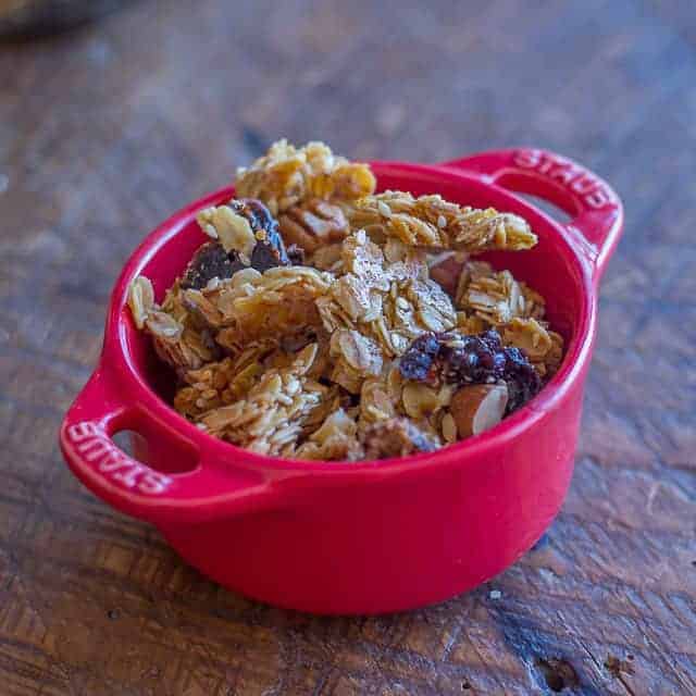 Homemade Granola is the best because you can put all YOUR favorite stuff in it! #granola #homemade #birchermüesli #breakfast