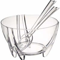 Prodyne Acrylic Salad Bowl with Servers, Clear