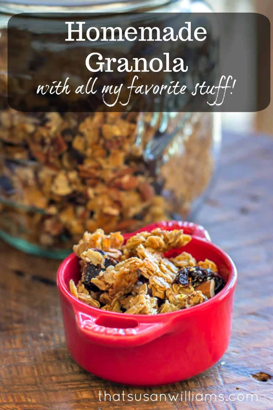 Homemade Granola is the best because you can put all YOUR favorite stuff in it! #granola #homemade #birchermüesli #breakfast