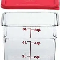 Cambro SFC6451 Li 6SFSCW135 Camsquare Food Container, 6-Quart, Polycarbonate, Clear, NSF with Lid, 6 Qt