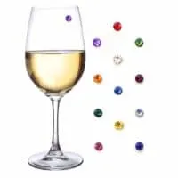 Simply Charmed Swarovski Crystal Magnetic Wine Glass Charms Set of 12 Glass Markers That Work on Stemless Glasses - Gift/Storage Box Included