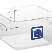 Rubbermaid Commercial Products  Square Plastic Food Storage Container, Blue Label, 4 Quart, Clear