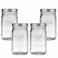 Ball Mason Jar-32 oz. Clear Glass Wide Mouth - Set of 4