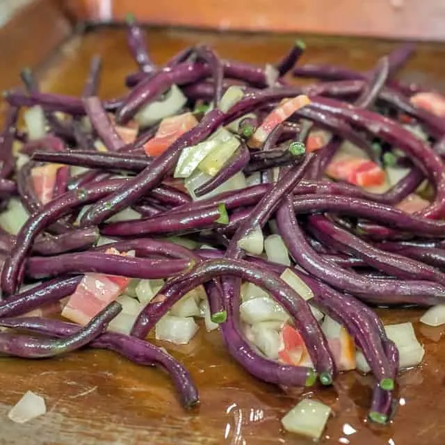 Oven Roasted Green Beans with Bacon and Onion