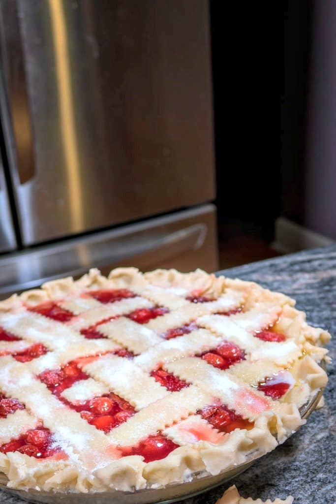 Unbaked Lattice Cherry Pie