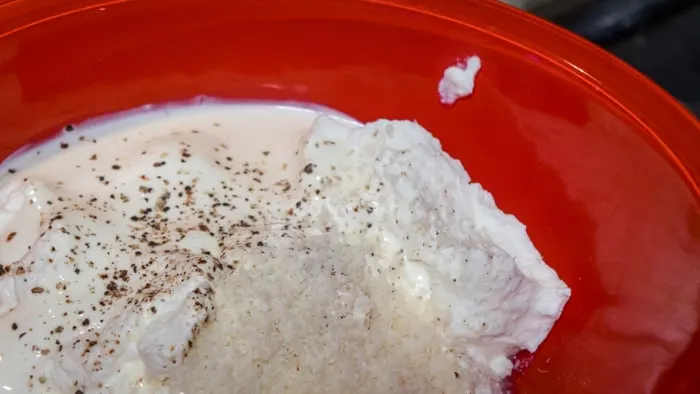 Ricotta and Parmesan in bowl