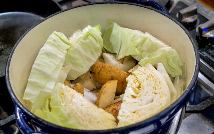 Caboose: Stovetop Cooked Cabbage, Potatoes and Bacon