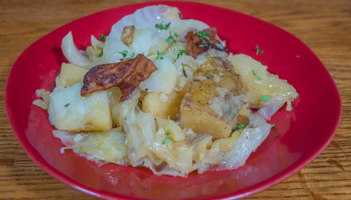Caboose: Stovetop Cooked Cabbage, Potatoes and Bacon