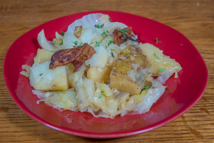 Caboose: Stovetop Cooked Cabbage, Potatoes and Bacon