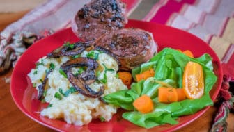 Oven Baked Risotto with Crispy Mushrooms