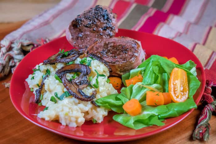 Oven Baked Risotto with Crispy Mushrooms