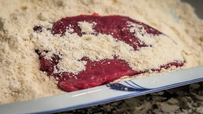 Breading the venison