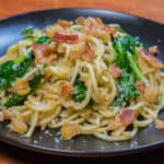 Chickpea Pasta with Spinach and Bacon