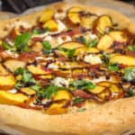 Peach, Ricotta and Prosciutto Pizza with Rosemary Balsamic Reduction