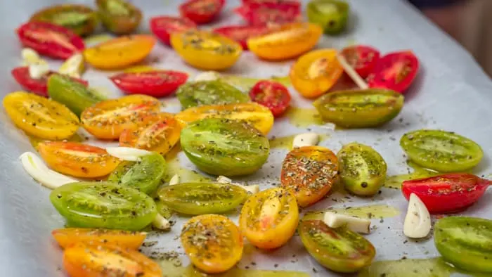 getting ready to roast tomatoes and garlic