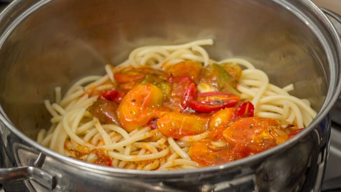 Roasted Tomato Sauce on Pasta