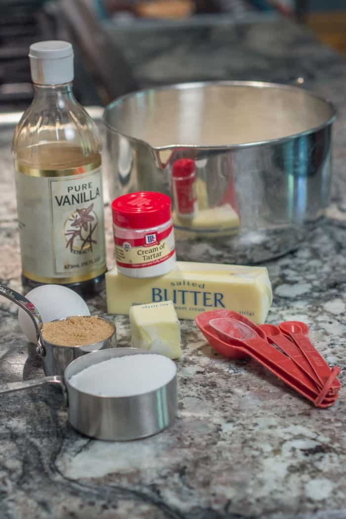 The ingredients I needed to make my Old Fashioned Snickerdoodles.