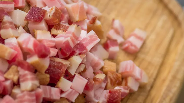 Lardons of bacon (cubed bacon)