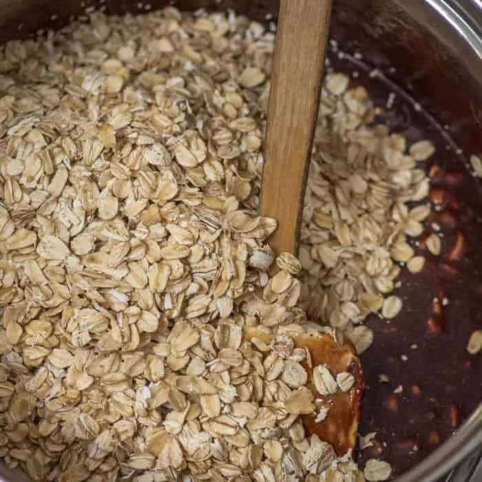 Then I add the oats.