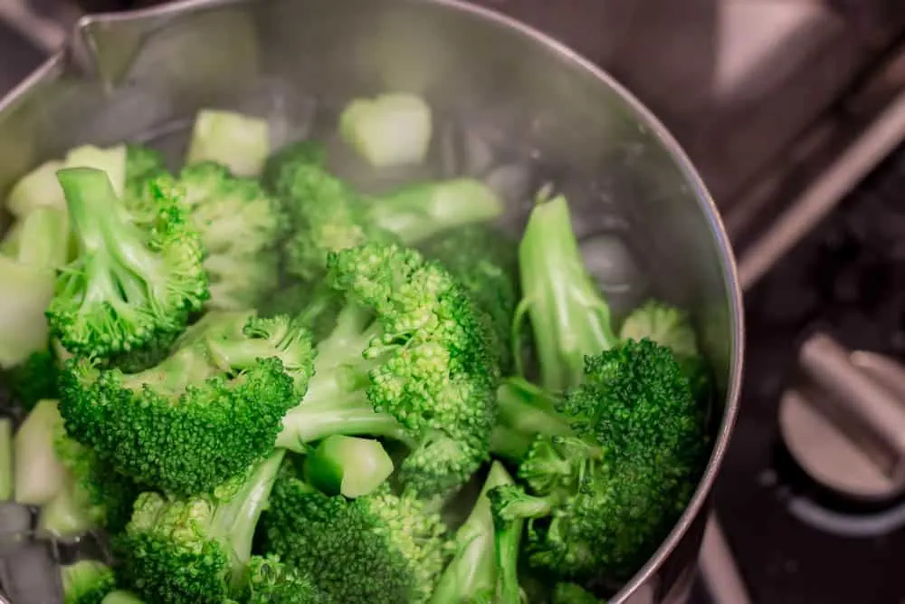 After boiling it for a minute, you chill down the broccoli in an ice bath.
