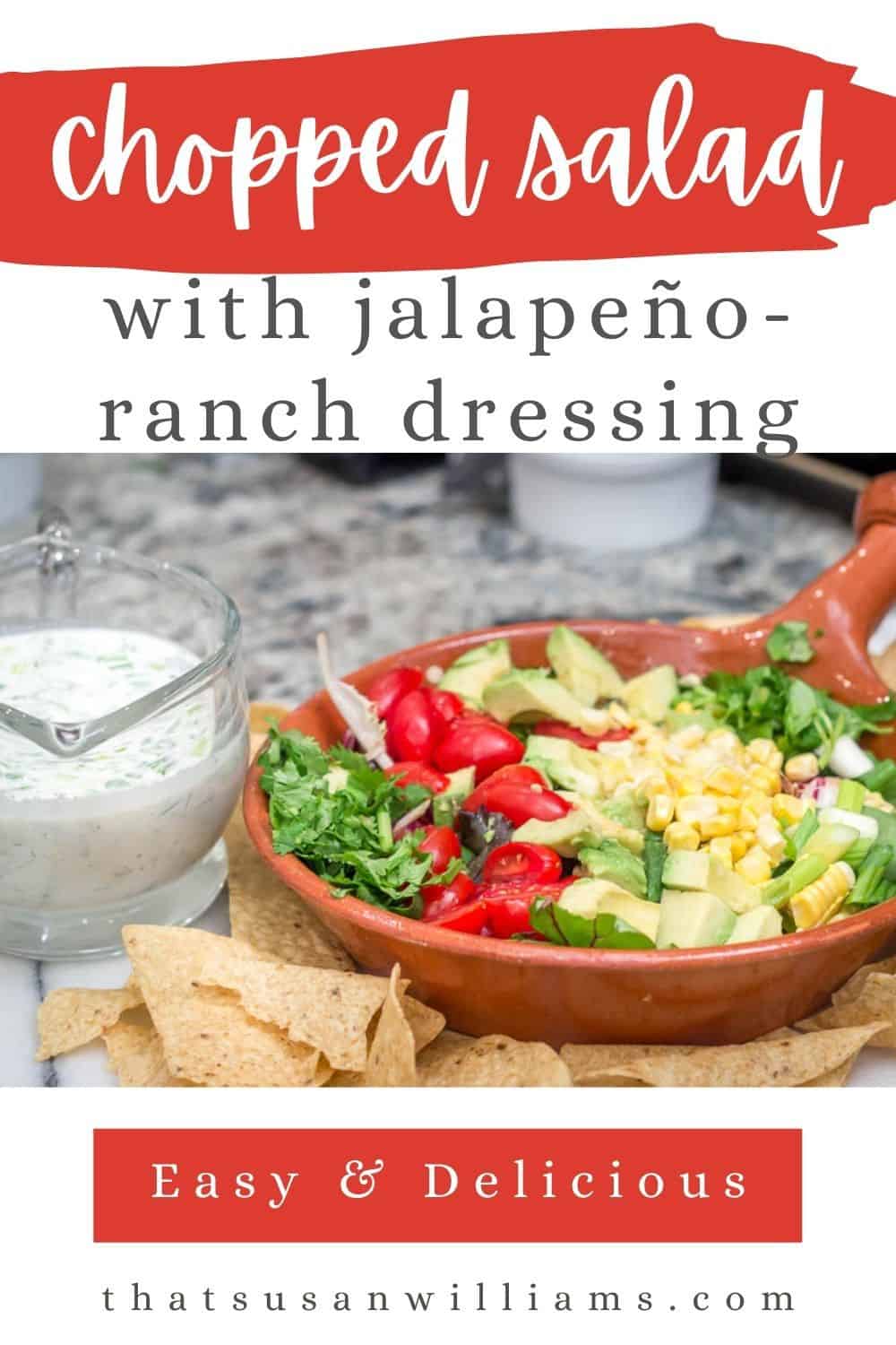 Pinterest Pin for Chopped Salad with Jalapeño-Ranch Dressing