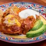 Permalink to: Best Ever Venison Enchiladas The closeup of the plate of enchiladas.