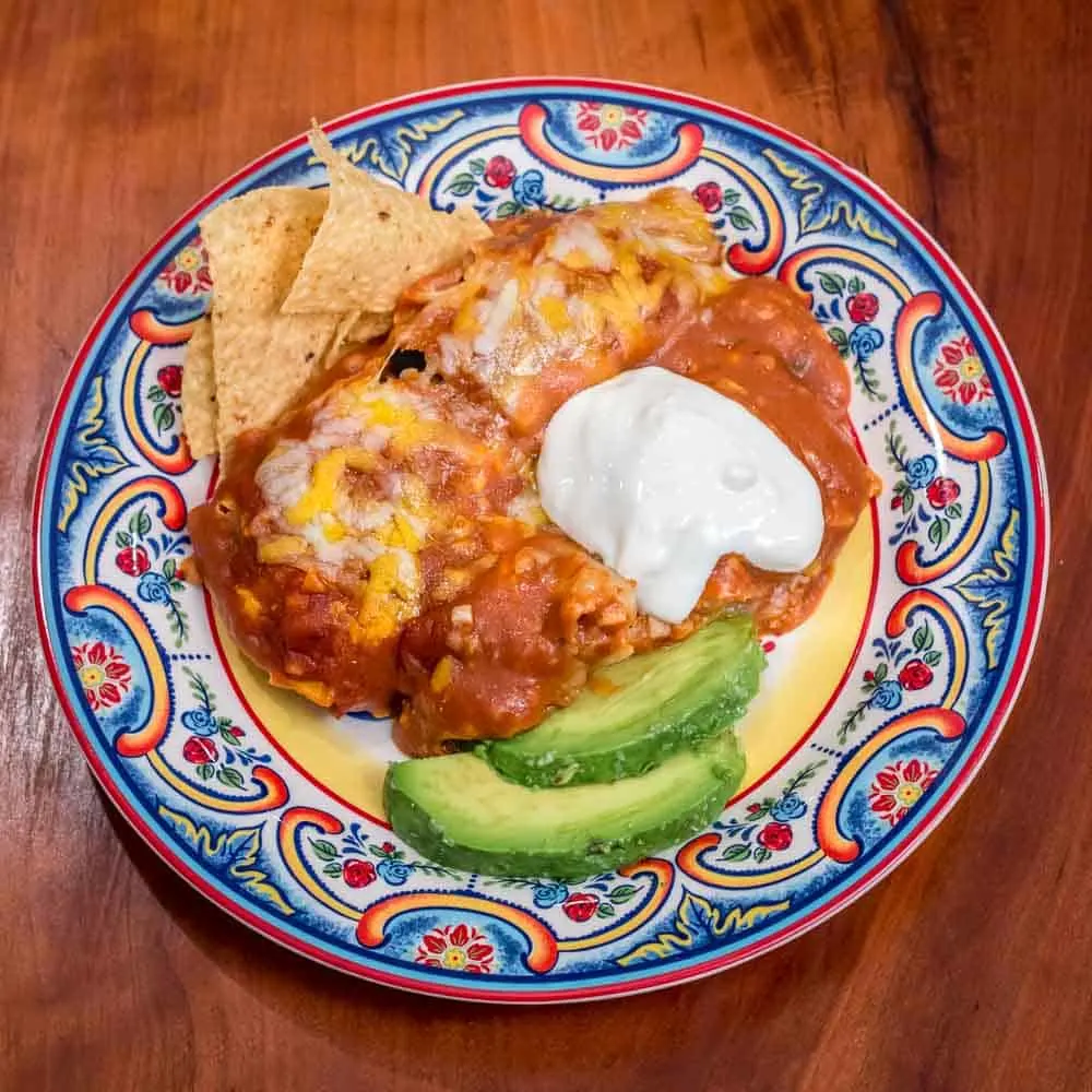 Best Ever Venison Enchiladas, plated.