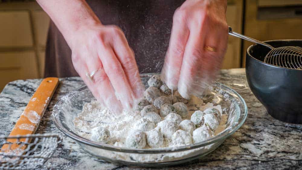 I put my flour in a glass pie plate.