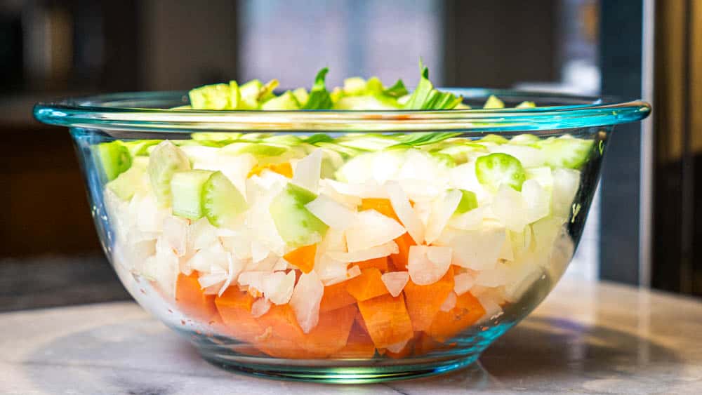 The veggies I chopped to put in the stuffing mixture.