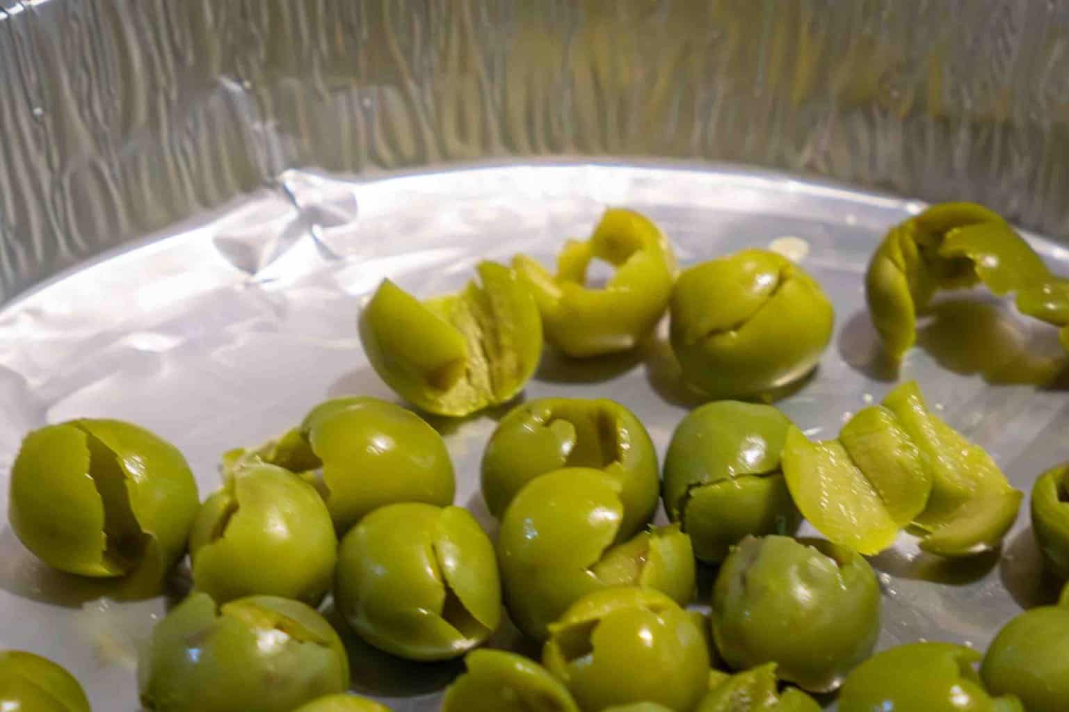 These olives have been pitted, and are ready to stuff.